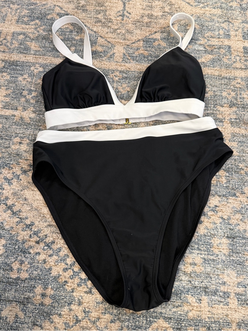 Shade & Shore Black and White Two-Piece High-Waist Bikini